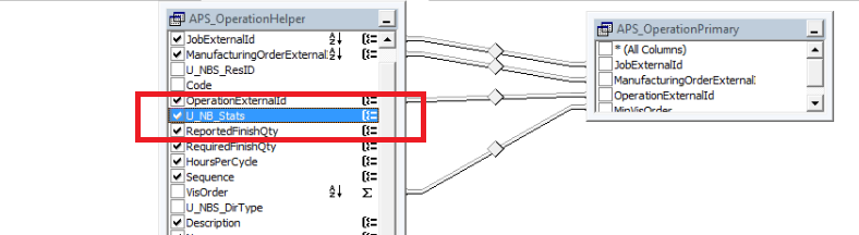Galaxy APS - APS_Operation view with U_NB_Stats selected