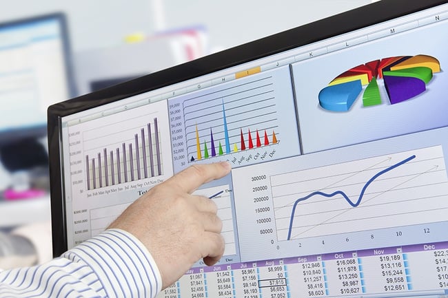 Analyzing KPIs on a computer screen