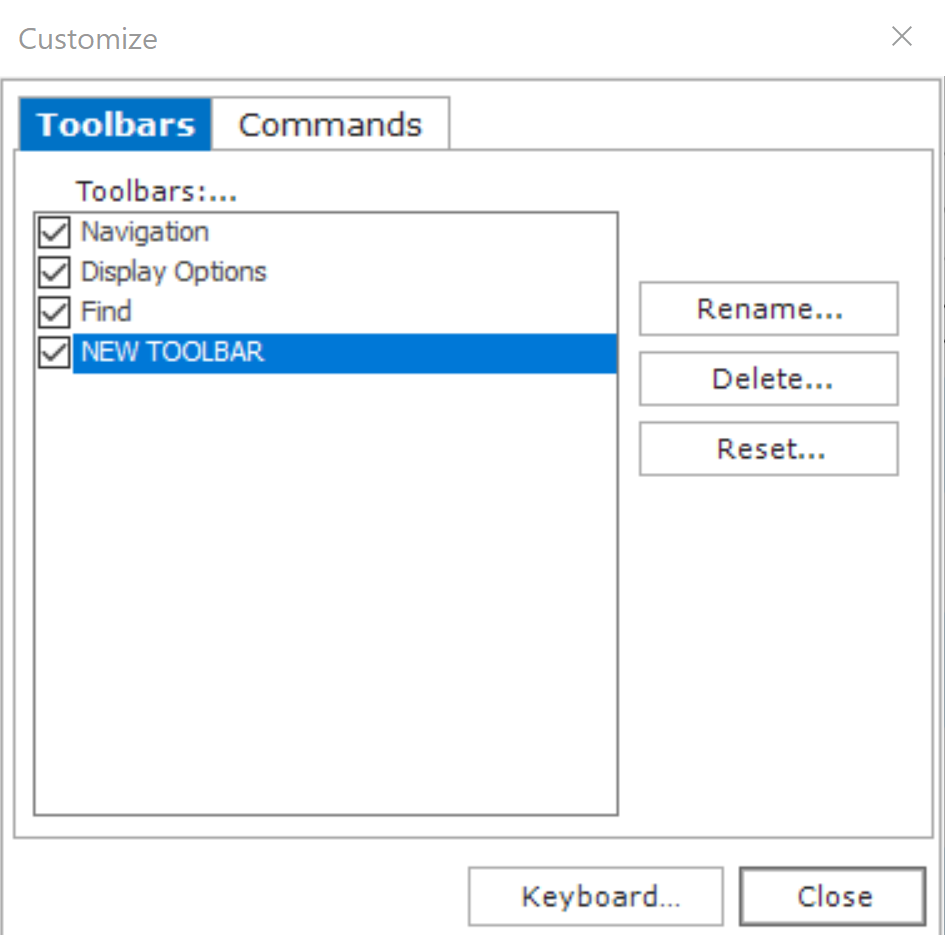 Customizing the Toolbars