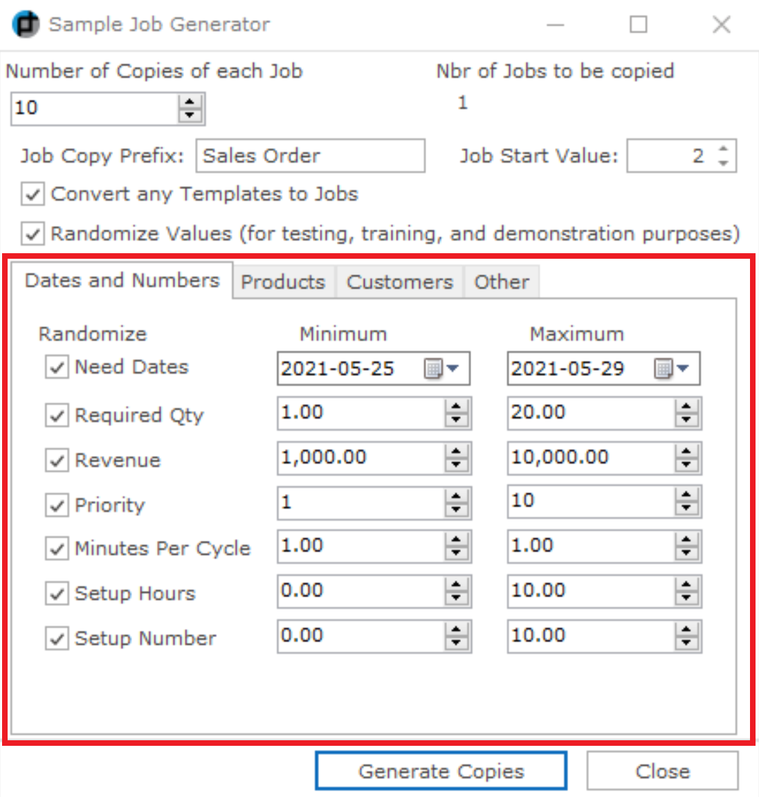 Generate Job Copies (Sample Job Generator)