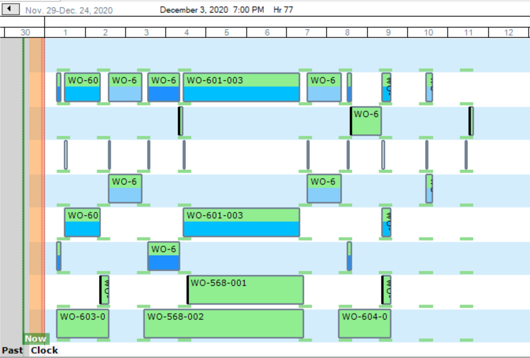 Production schedule for manufacturing operations